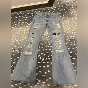 TEXTILE Elizabeth and James Light Blue Distressed Flare Jeans